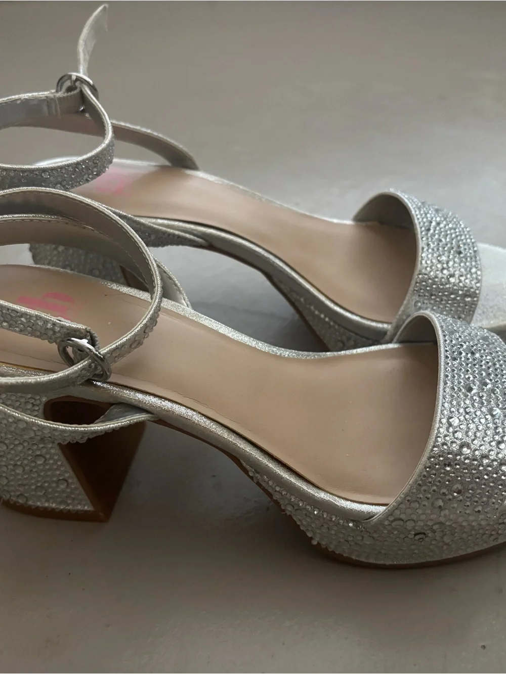 Gianni Bini Silver Rhinestone Block Heel Sandals